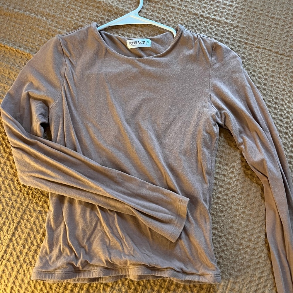 Poplula 21 Women's Taupe Long Sleeve Tee